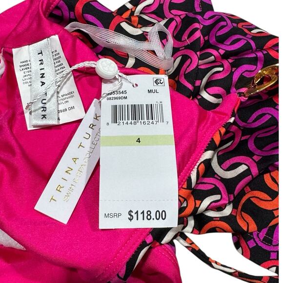 NWT! Trina Turk Women's Echo Chain Halter Tankini Top & Bottoms - Size 4 - Picture 13 of 15